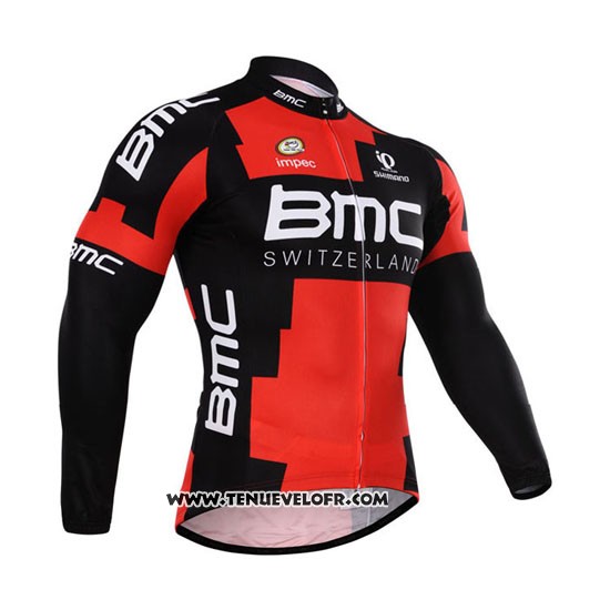 2015 Maillot Ciclismo BMC Noir et Rouge Manches Longues et Cuissard